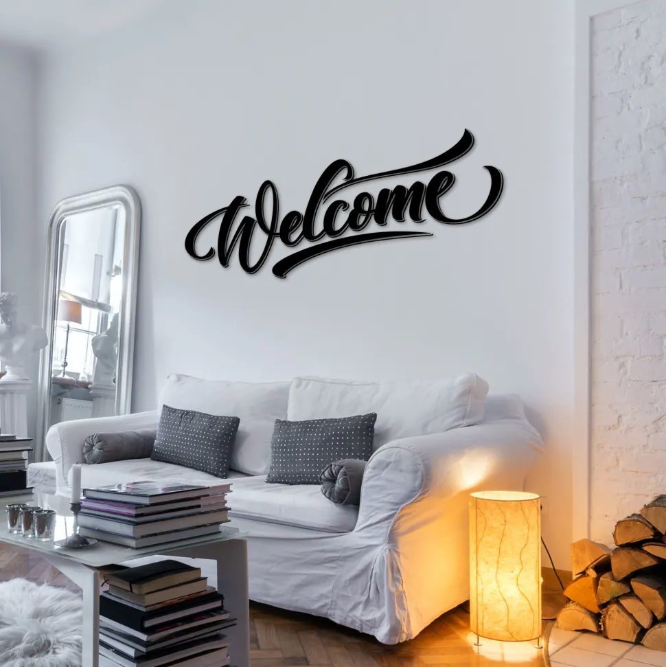 Scritta in legno nero, Welcome L 1,2m