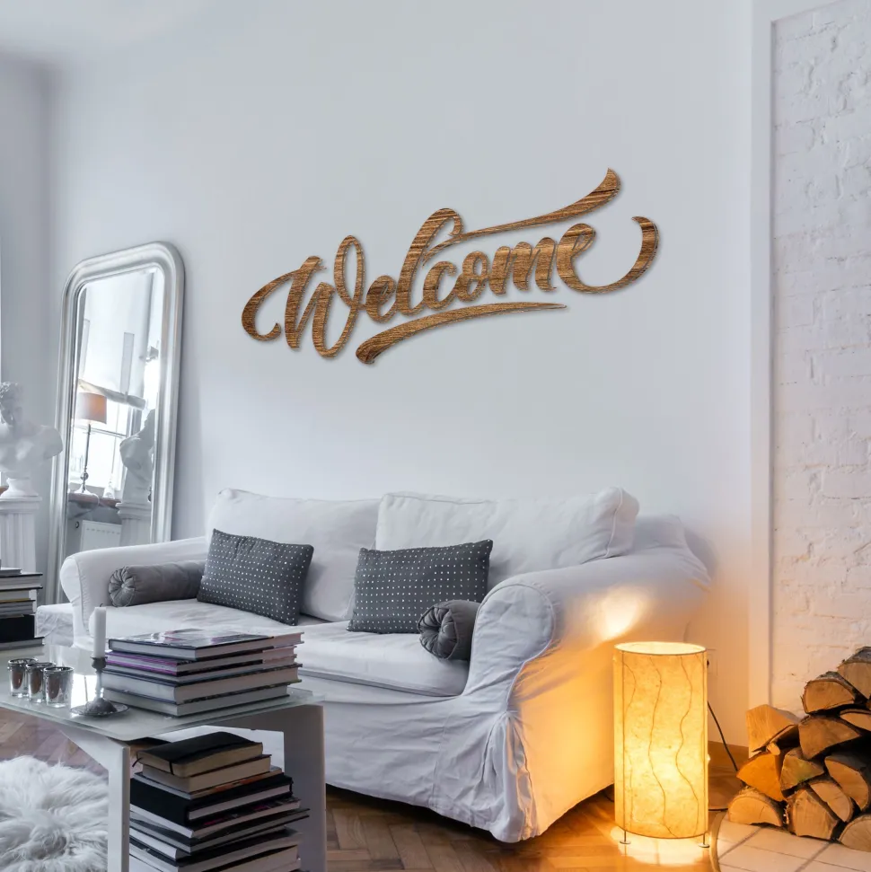 Scritta in legno scuro, Welcome L 1,2m