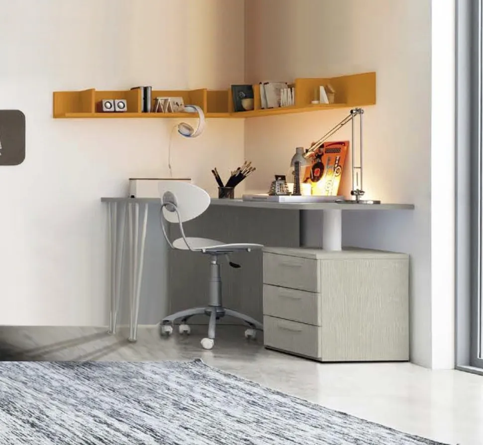 Scrivania angolare con 3 cassetti Lily linea Airone 21 colorazioni