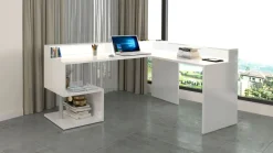 Scrivania angolare con sopralzo Cube in finitura Bianco Lucido