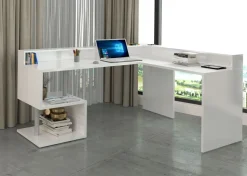 Scrivania angolare con sopralzo Cube in finitura Bianco Lucido