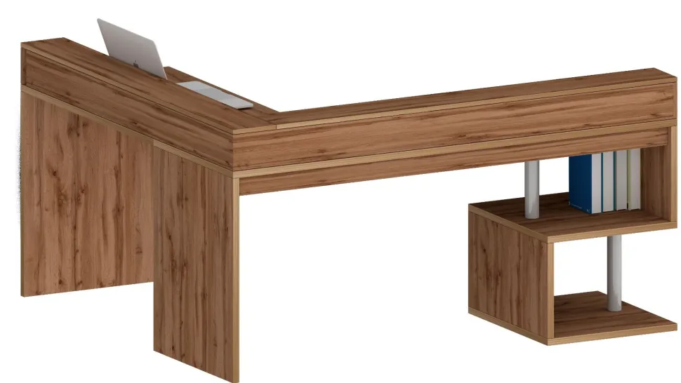 Scrivania angolare con sopralzo Cube in finitura Rovere Wotan