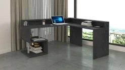 Scrivania angolare con sopralzo Cube in finitura Ardesia