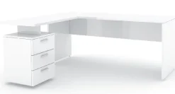 Scrivania con cassetti bianco lucido Carson