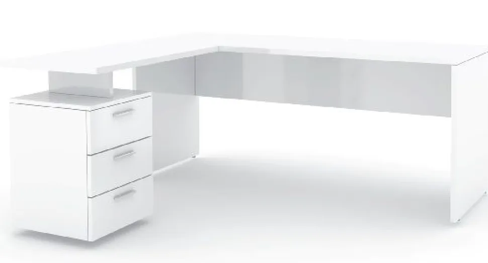 Scrivania con cassetti bianco lucido Carson