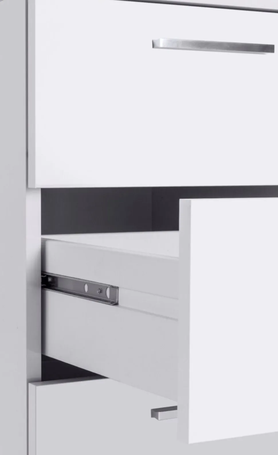 Scrivania con 3 cassetti Carson in Bianco Lucido