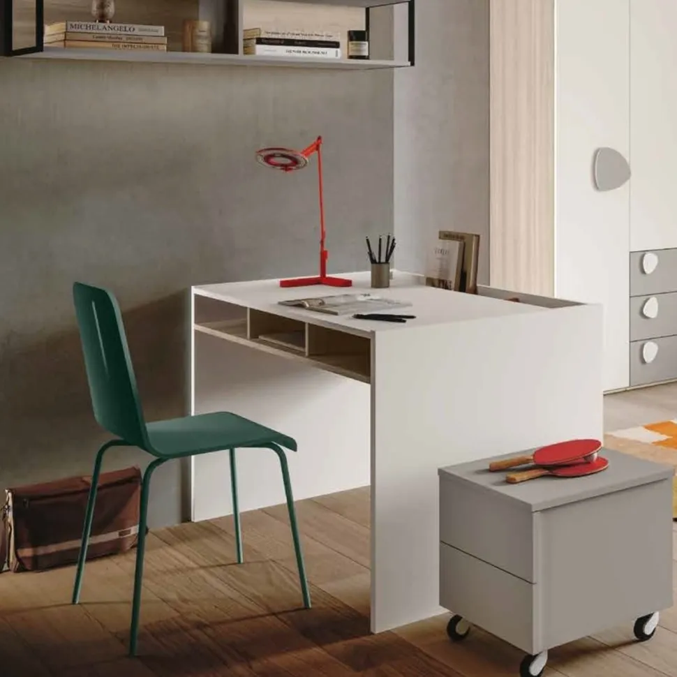 Scrivania moderna Bianca opaco con piano scorrevole disponibile in vari colori