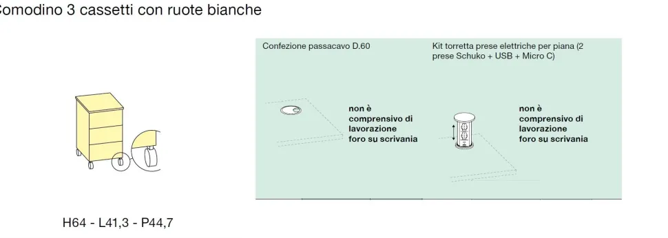 Scrivania moderna Bianco altea e Grigio seta con porta libri disponibile in 3 misure e vari colori