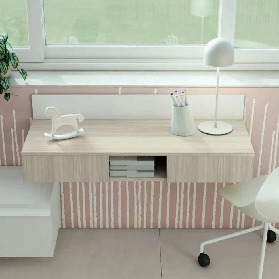 Scrivania moderna sospesa con 2 cassetti disponibile in 13 colorazioni linea Volo