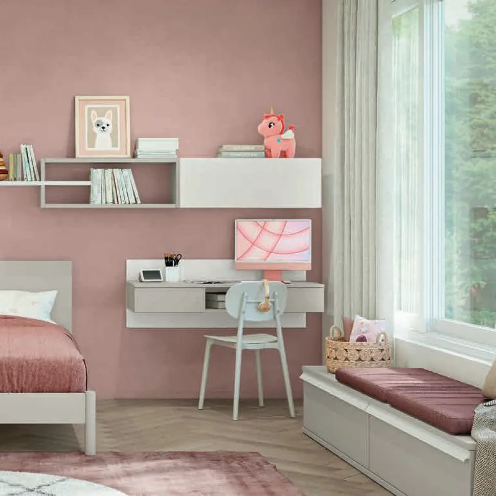 Scrivania moderna sospesa con 2 cassetti disponibile in 13 colorazioni linea Volo