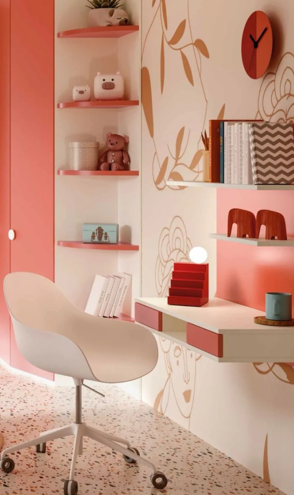 Scrivania Sospesa Moderna Linea Colorfull con Cassetti e Mensole (Colori Personalizzabili)
