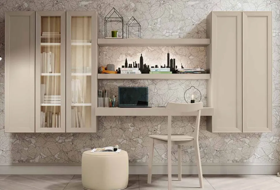 Scrivania sospesa moderna zona studio Beta linea Omega disponibile in vari colori