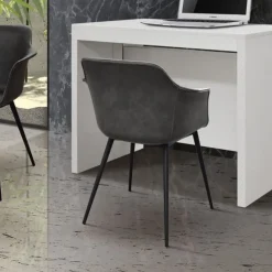 Sedia con braccioli Elly imbottita in Ecopelle