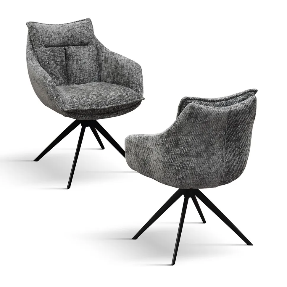 Sedia con braccioli imbottita in tessuto Alfred disponibile in 2 colori