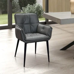 Sedia con braccioli Master imbottita in ecopelle