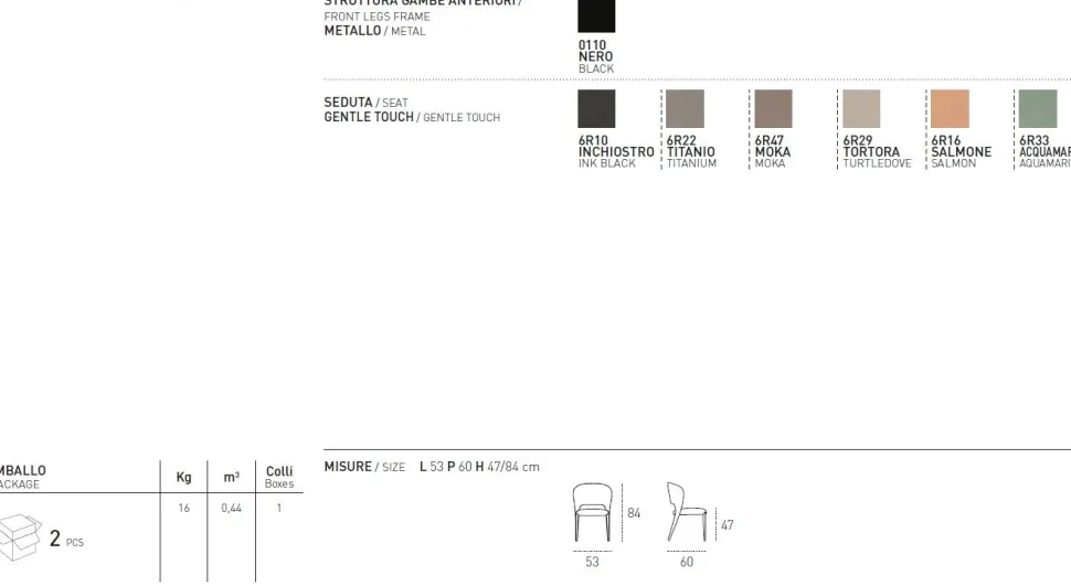 Sedia con seduta imbottita e rivestita in tessuto Fusion disponibile in 6 colori