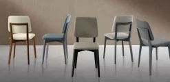 Sedia con struttura in legno e seduta imbottita in tessuto Karen