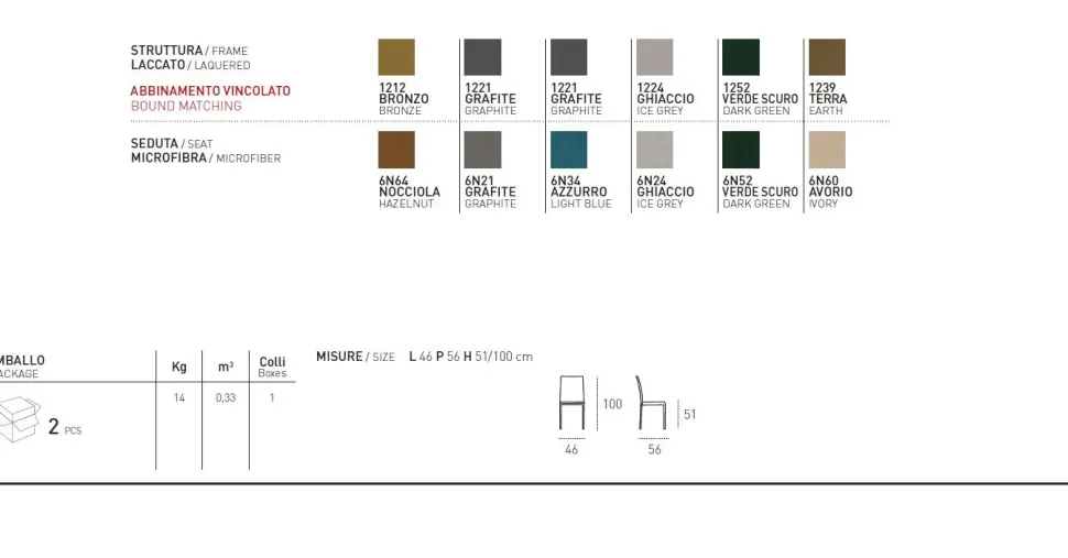 Sedia con struttura in legno e seduta imbottita Lugano disponibile in 6 colori