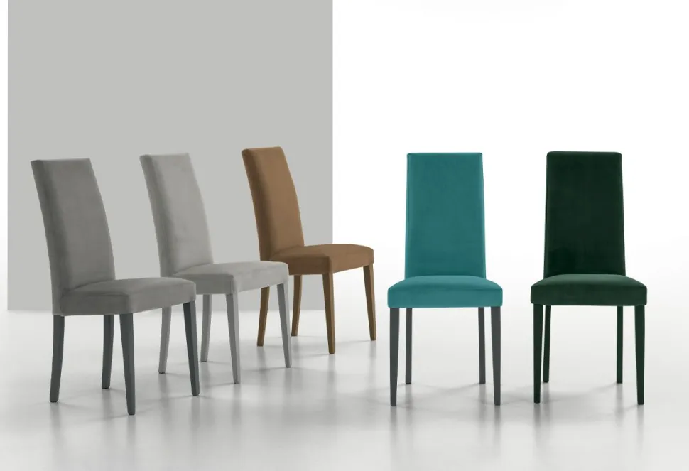 Sedia con struttura in legno e seduta imbottita Lugano disponibile in 6 colori