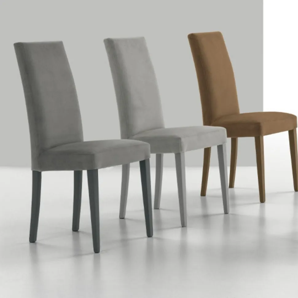 Sedia con struttura in legno e seduta imbottita Lugano disponibile in 6 colori