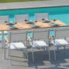 Sedia da Esterno Impilabile Tenerife in Alluminio, Teak FSC e Textilene Imbottito in 2 colori