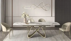 Sedia di Design struttura in metallo Champagne e Tessuto Beige