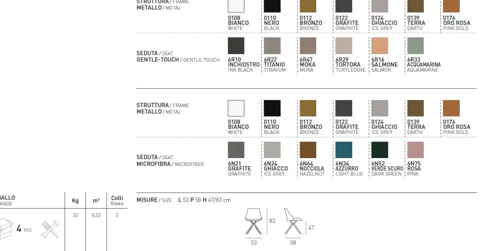 Sedia imbottita in tessuto Brasilia NEW disponibile in 8 colori