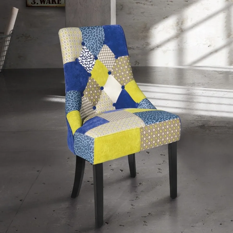 Sedia imbottita in tessuto Patchwork Cast
