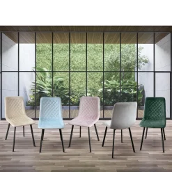 Sedia imbottita in velluto Marina disponibile in 7 colori