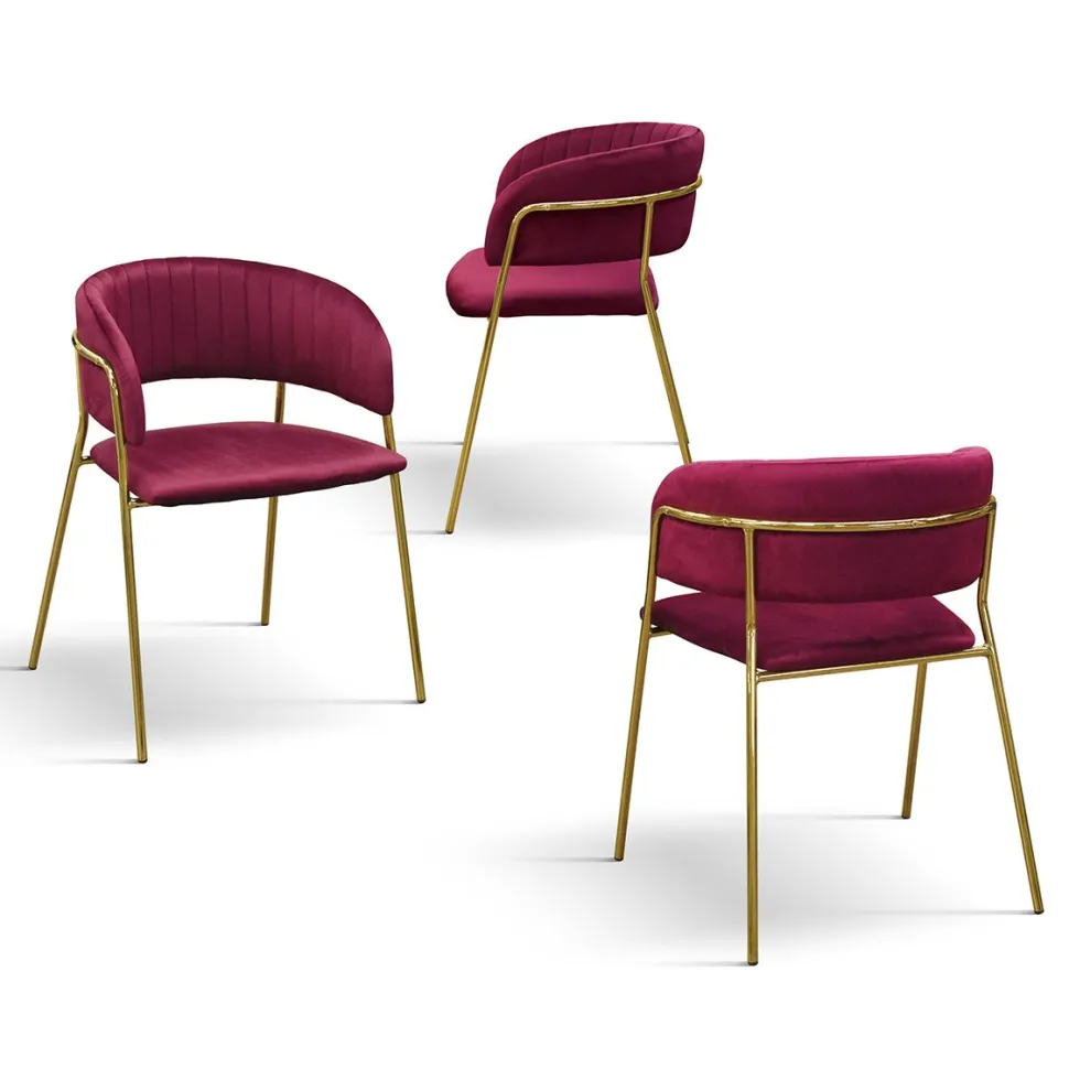 Sedia imbottita in velluto Pam disponibile in 3 colori