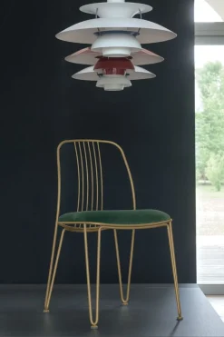 Sedia in metallo verniciato e seduta rivestita Granada disponibile in 7 colori