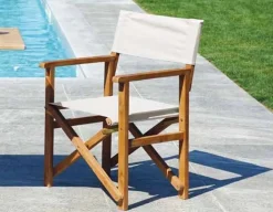 Sedia pieghevole Capri in Robinia e tesuto Ecrù