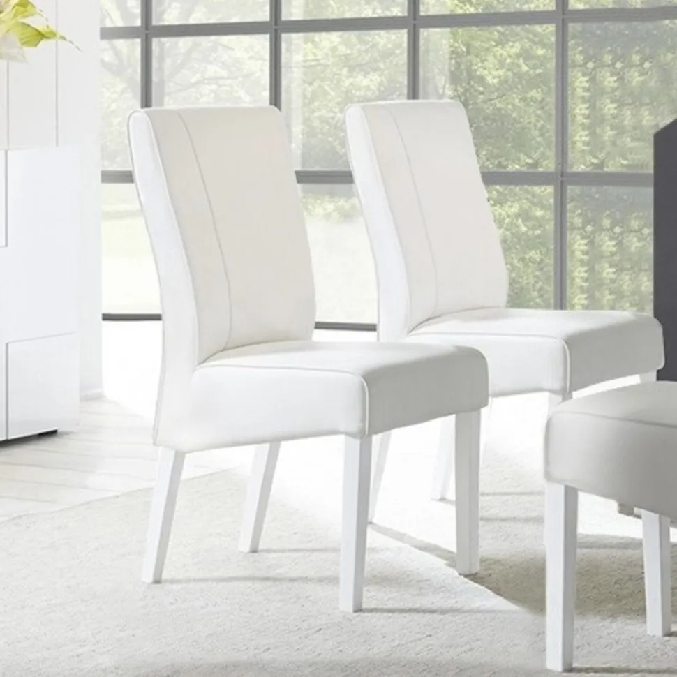 Sedia Pure in ecopelle bianca