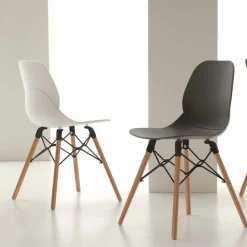 Sedia Shell Wood in Polipropilene