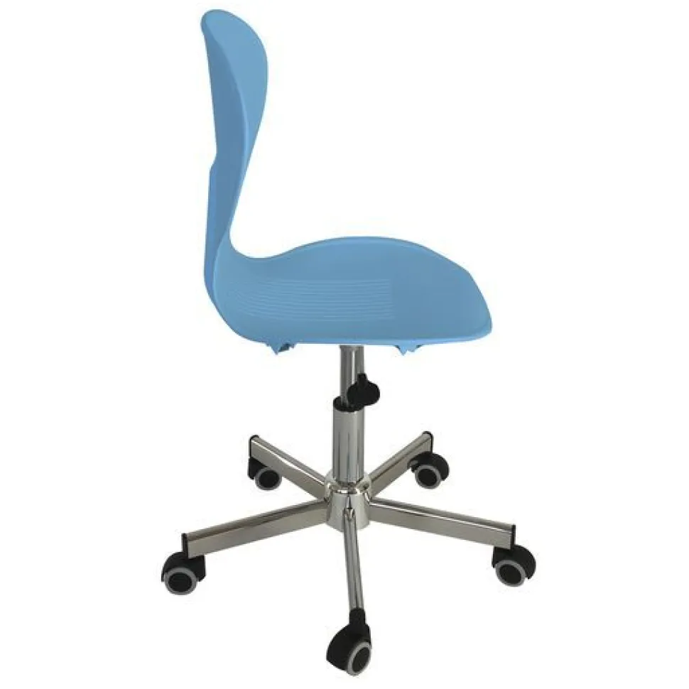 Sedia Timoty in Pvc con ruote in finitura Cielo