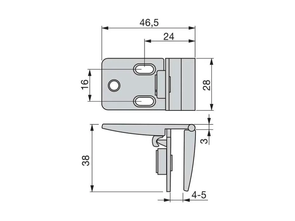 Set di cerniere per porte in vetro, centrale, spessore 4-5 mm, Zama, Cromato lucido