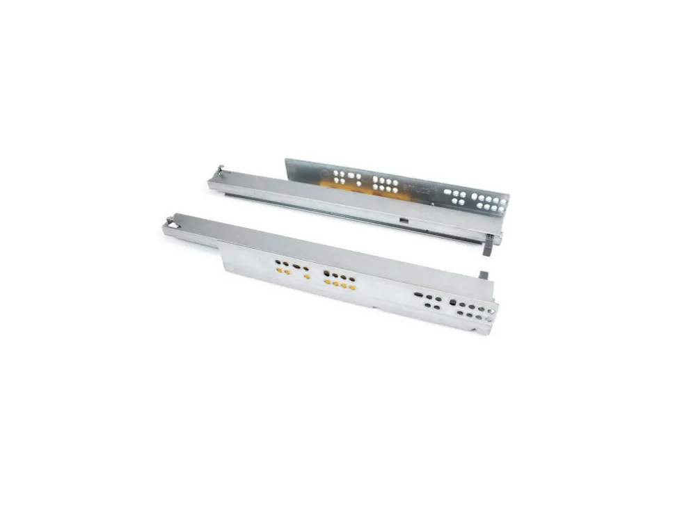 Set di guide per cassetti a scomparsa Silver, estrazione totale, push, profondità 250 mm, Acciaio, Zincato bianco