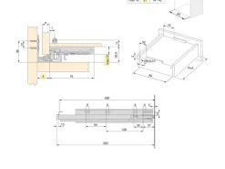 Set di guide per cassetti a scomparsa Silver, estrazione totale, con chiusura soft e aggancio, profondità 290 mm, Acciaio, Zincato bianco