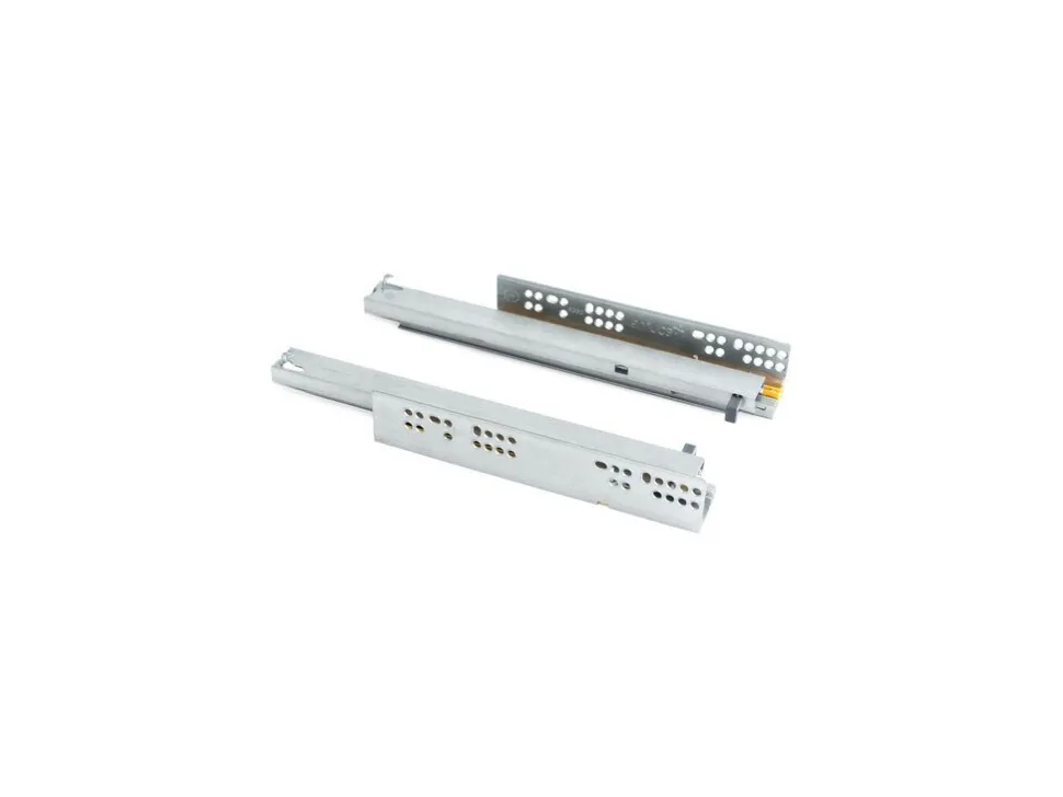 Set di guide per cassetti a scomparsa Silver, estrazione totale, chiusura soft, profondità 250 mm, Acciaio, Zincato bianco