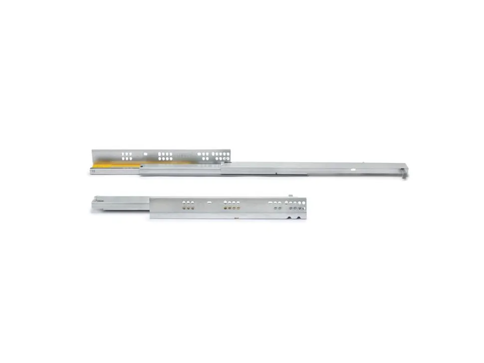 Set di guide per cassetti a scomparsa Silver, estrazione totale, chiusura soft, profondità 250 mm, Acciaio, Zincato bianco