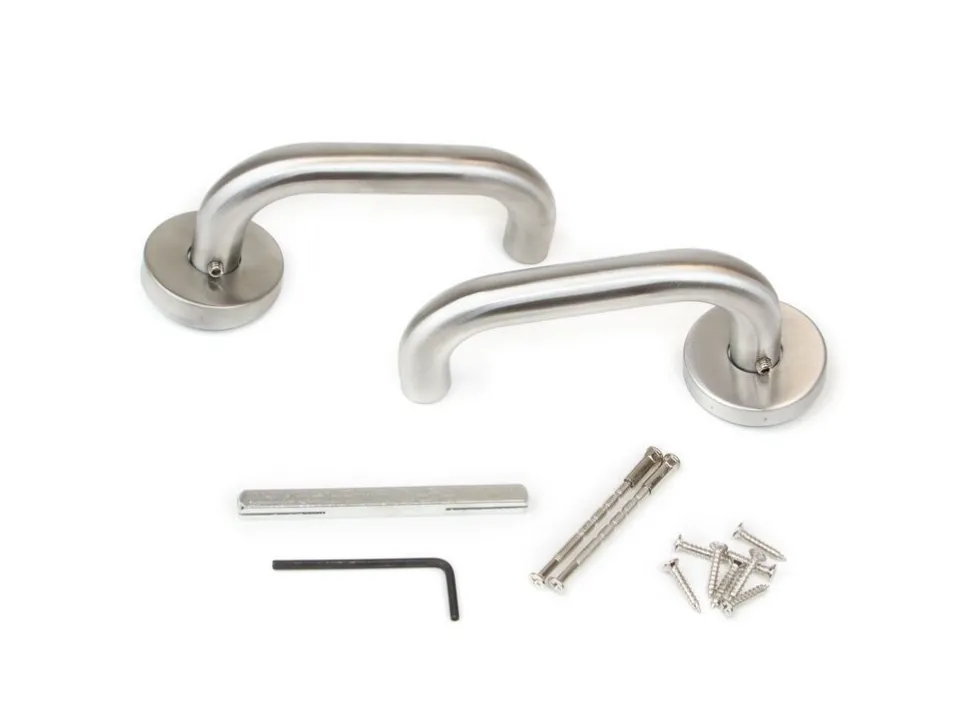 Set di maniglie per porte interne con rosetta D.53mm forma a U in Acciaio inossidabile