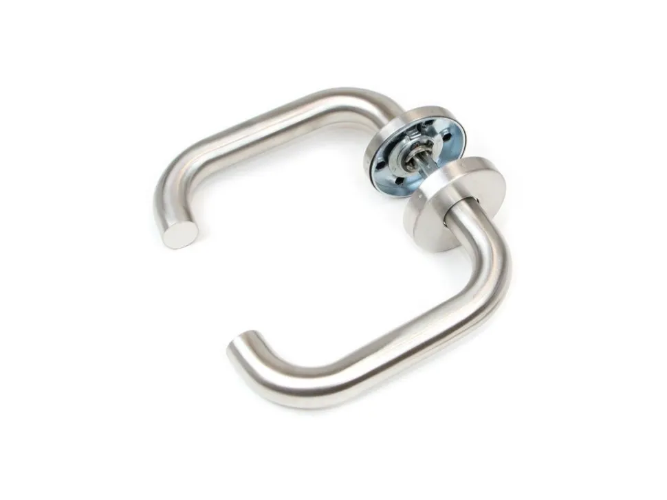 Set di maniglie per porte interne con rosetta D.53mm forma a U in Acciaio inossidabile