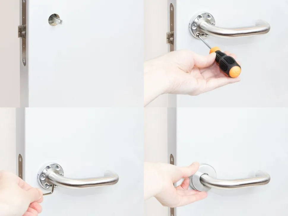 Set di maniglie per porte interne con rosetta D.53mm forma a U in Acciaio inossidabile