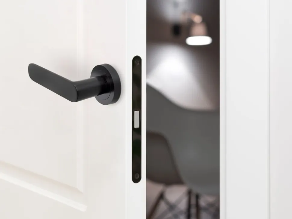 Set di maniglie per porte interne Bunbury con rosetta D.50mm in Alluminio disponibile in 2 colori