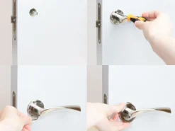Set di maniglie per porte interne Twist con rosetta D.50mm in Alluminio colore Nichelado satinato