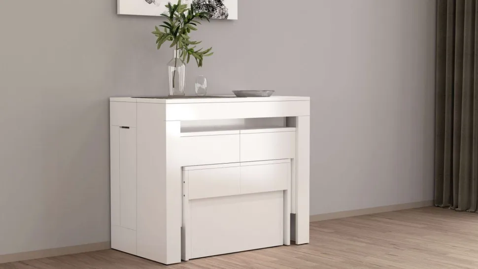 Set 2 Panche allungabili per consolle finitura Bianco Lucido