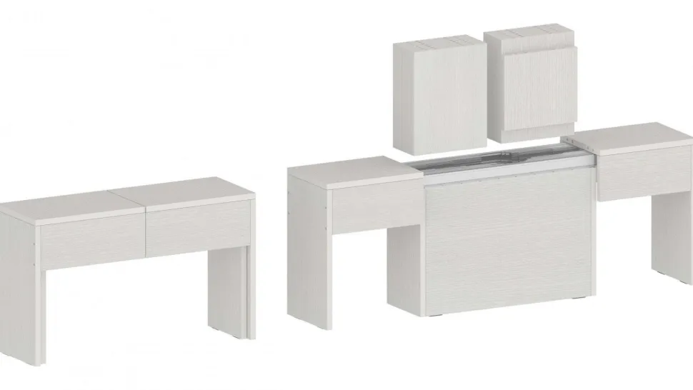 Set 2 Panche allungabili per consolle finitura Bianco Frassino