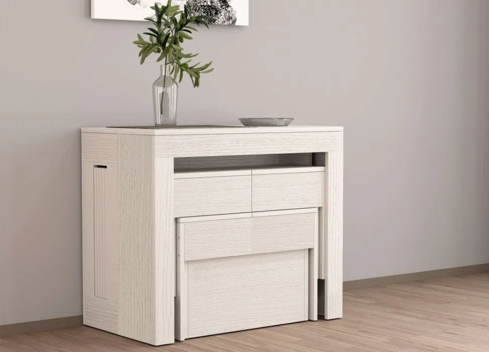 Set 2 Panche allungabili per consolle finitura Bianco Frassino