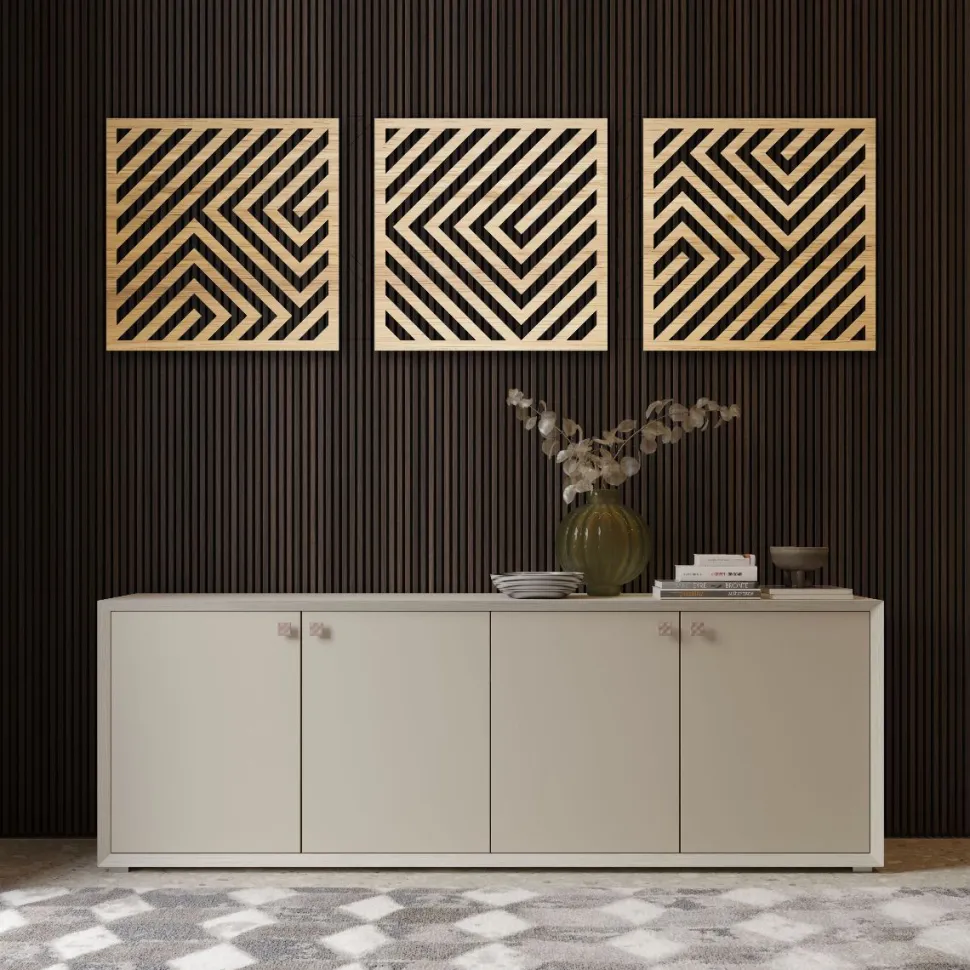 Set 3 Pannelli decorativi in finitura legno chiaro