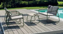 Set Relax da Esterno Tinos con Divano, 2 Poltrone e Tavolino in Ferro Verniciato e Vetroceramica
